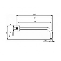 B9444AA IDEALRAIN L1 Настенный держатель верхнего душа 300 мм, металлический, с металлической накладкой