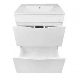 Комплект Тумба Santorini 60 (810*610*470) с раковиной Leon 7506-60 Белый Гляней