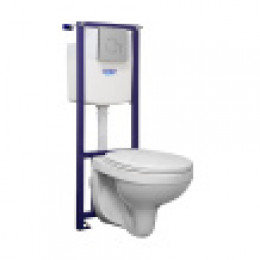 Пэк Альфа комфорт (подвес. унитаз с сиденьем полипр. SC, инсталляция, панель хром. глянец)