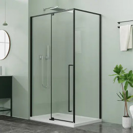 AZ-J50-100-MB-CL Душевое ограждение MALE SQR-100х100х195-MB-CL, прозрачное стекло 6 мм, профиль матовый черный