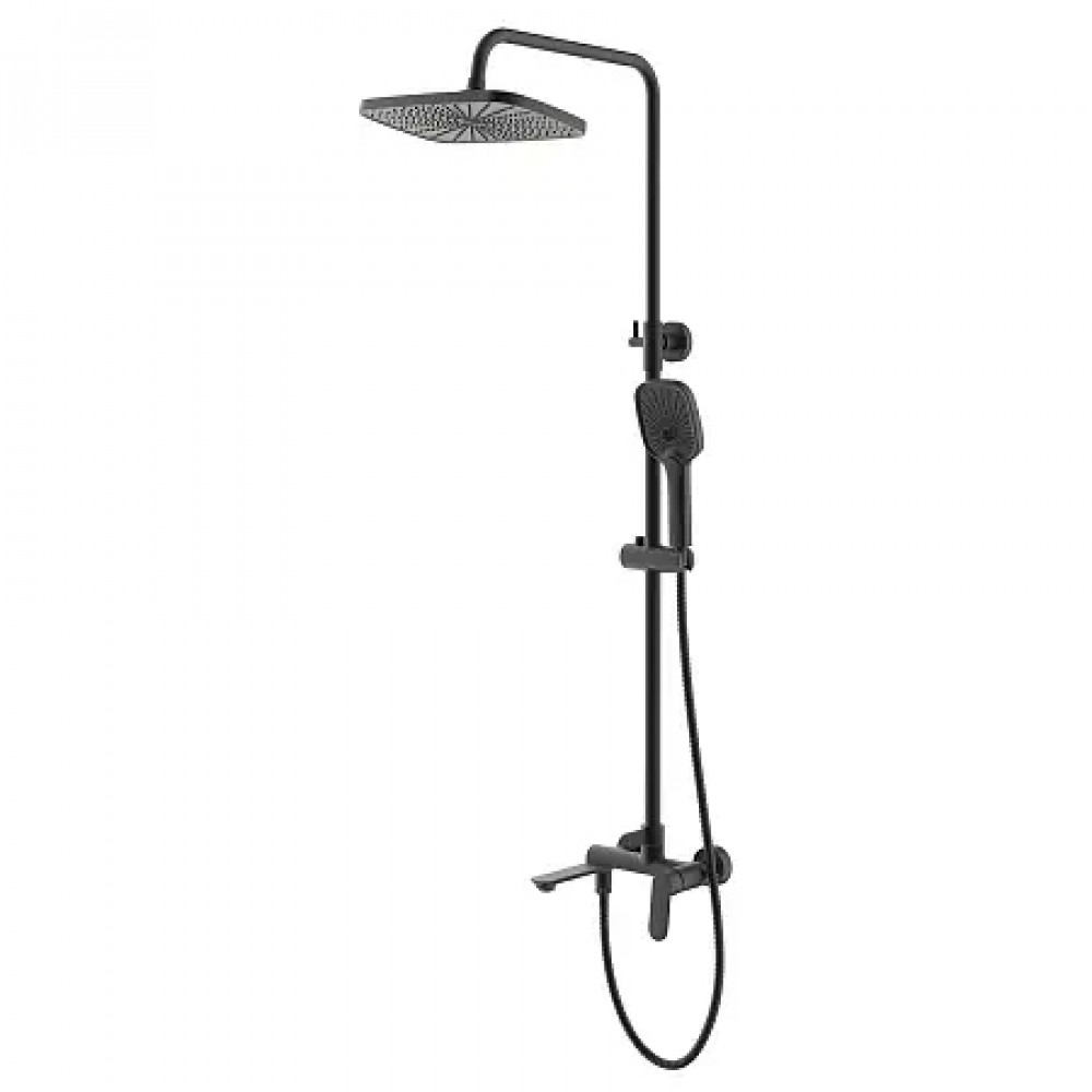 Alanti Душевая система с квадратным тропическим душем, черный матовый