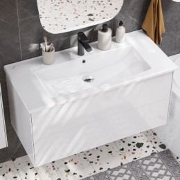 Сохо 100 Тумба Белый глянец (БЕЗ УМЫВАЛЬНИКА"Элина-100")