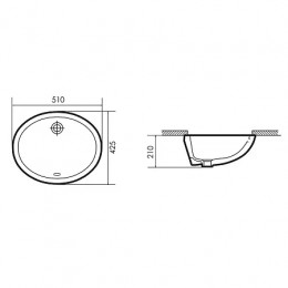 AZ-6005 Раковина под столешницу  510*425*210 мм белый матовый