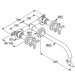 KLUDI NOVA FONTE смес. для умыв. на 3 от. CLASSIC