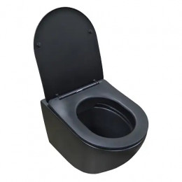 Сет LORANTO Инсталляция с круглой кнопкой черн мат +AZ-2003 Azario Gloria Унитаз подвесной безободковый 48*37*36 матовый чёрный