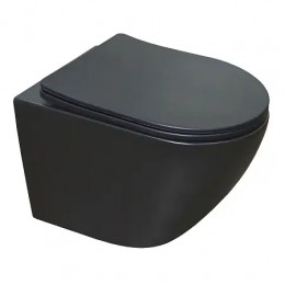 Сет LORANTO Инсталляция с круглой кнопкой черн мат +AZ-2003 Azario Gloria Унитаз подвесной безободковый 48*37*36 матовый чёрный