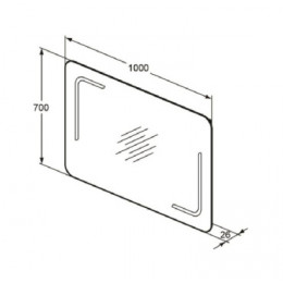 T3352BH MIRROR&LIGHT Зеркало с подсветкой 100X70 см, скругленные углы