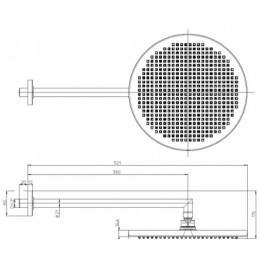 Верхний душ Bossini Apice 280 мм (ABS пластик), с настенным держателем 380 мм (латунь)