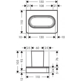 42834000 Axor Universal Accessories Стакан для зубных щеток для настенного и монтажа на рейлинг