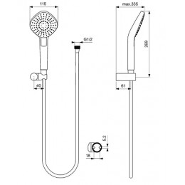 B2240AA IDEALRAIN Душевой комплект с настенным держателем EVO DIAMOND L3, диаметр лейки Ø110 мм, количество функций: 3