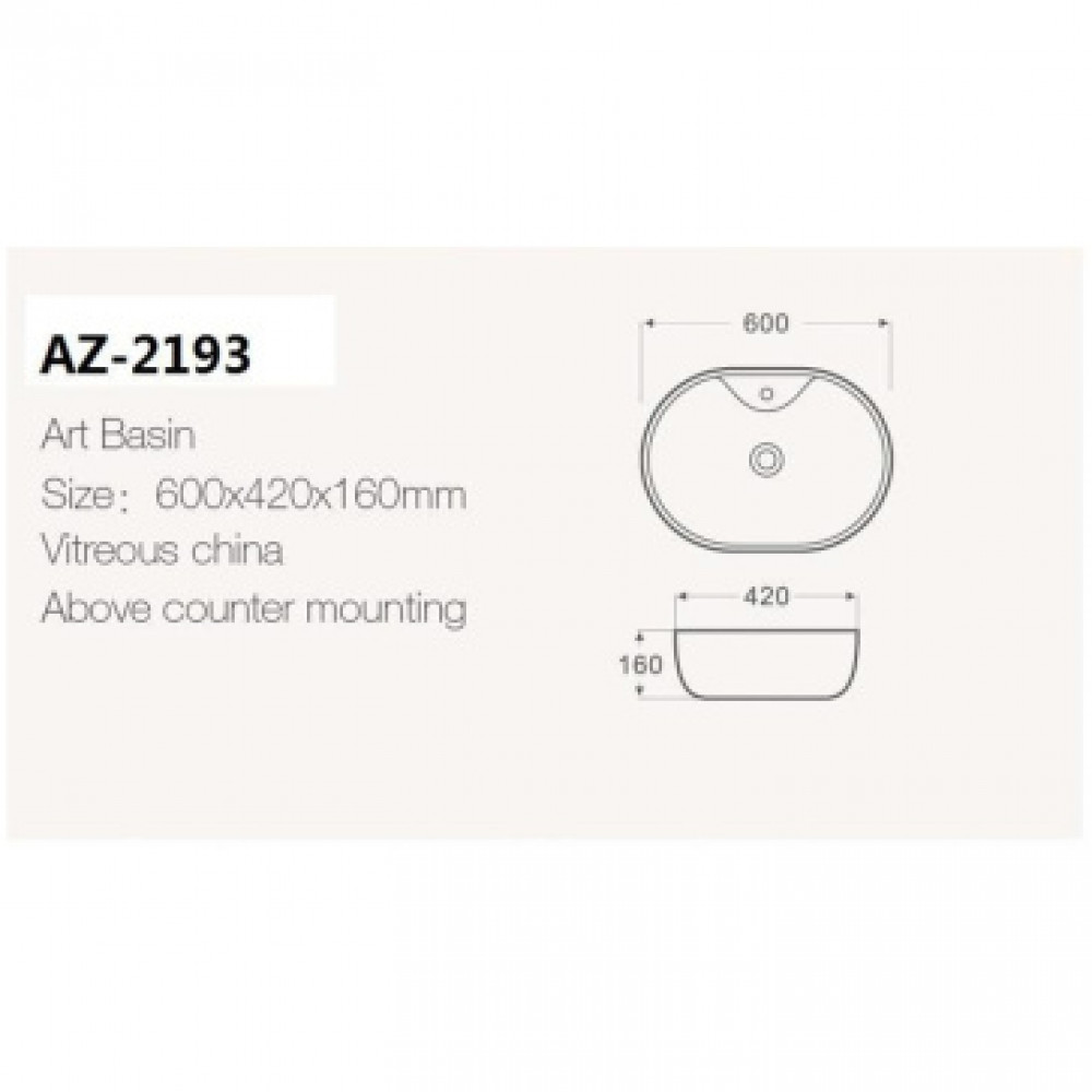 AZ-2193 Раковина накладная. Размер 600*420*160 мм