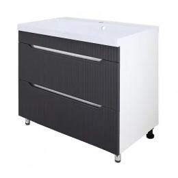 Комплект Тумба HARMONIA 80/2Н ГРАФИТ напольная с раковиной АСТОРИЯ 80