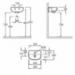 E4761-00 ODEON UP Компактный рукомойник 36 х 26 см, одно отверстие под смеситель, белый