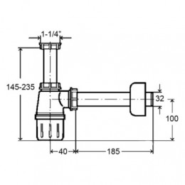 108694 Сифон Viega для раковины (пластик) с пристенной розеткой D=50 мм, 1 1/4х32, белый, подходит для смесителя с дон.клапаном