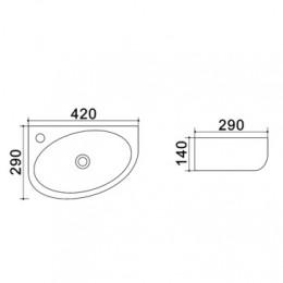 AZ-4519A Раковина подвесная левая 42*29*14