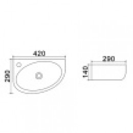 AZ-4519A Раковина подвесная левая 42*29*14