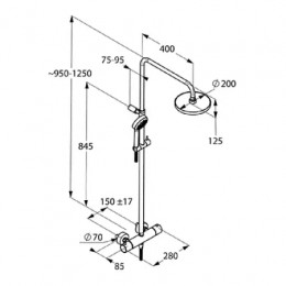  Душевая система с термостатом, KLUDI LOGO DUAL SHOWER SYSTEM, 6809505-00