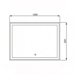 Стиль зеркало 1000*800 с сенсором на подложке КВАДРАТНОЕ