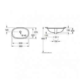 O.NOVO раковина под столешницу 58х37 см, Альпийский белый