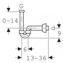 151.108.11.1 Трубный сифон для раковин и биде, горизонтальный выпуск, d=40 мм, G=1 1/4, белый (замена на арт. 151.100.11.1)