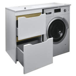 Комплект Тумба 110 Magenta под с/машинку (46) с раковиной Magenta 110 левая белая