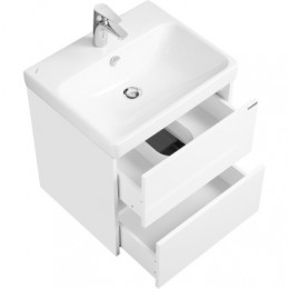 Сканди 55 Тумба Белый матовый/Белый глянец (БЕЗ УМЫВАЛЬНИКА Адриана-55)