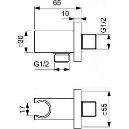 BC771A2 IDEALRAIN Держатель с подключением душевой лейки 1/2", кубический дизайн