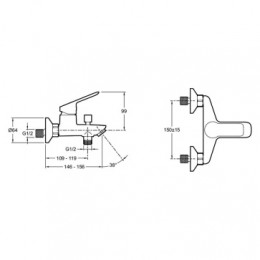E20848-CP LUCIEN Смеситель для ванны, хром
