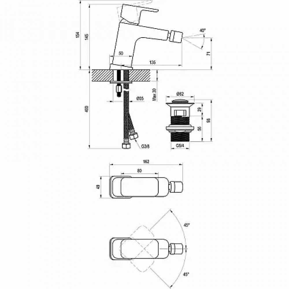 Смеситель для биде TD F 055.20 черный