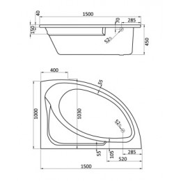 ГОА ванна акриловая асимметричная 150х100 правосторонняя белая