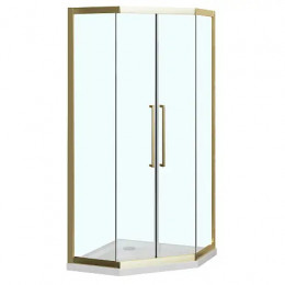 AZ-092K2-100-BGL-CL Душевое ограждение OSAKA DIA-TD-100х100х195-BGL-CL, прозрачное стекло 5 мм, профиль брашированное золото, две двери сдвижные