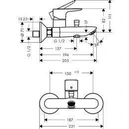 71740340 Talis E Смеситель для ванны, однорычажный, ВМ, шлифованный черный хром