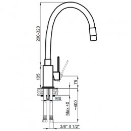 TASCO Смеситель для кухни с гибким изливом, хром/черный