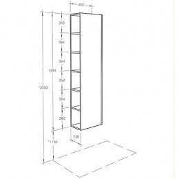Сканди Шкаф-колонна  с зеркалом Белый