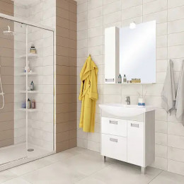 БЕККА 70 Зеркало-Шкаф (Белый/Дуб Сомерсет)