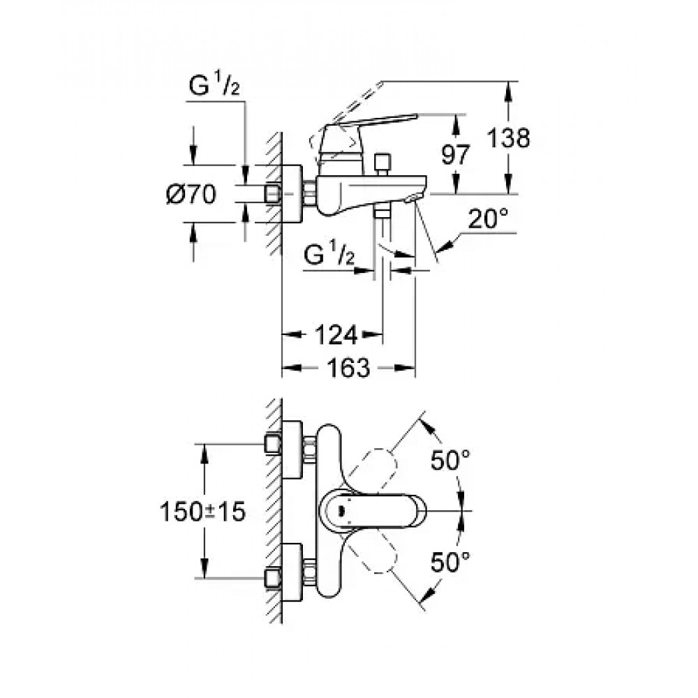 32831000 Eurosmart CosmopolitanСмеситель однорычажный для ванны, DN 15