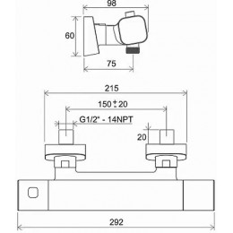 Смеситель настенный термостатический для душа без гарнитуры TD F 033.00/150