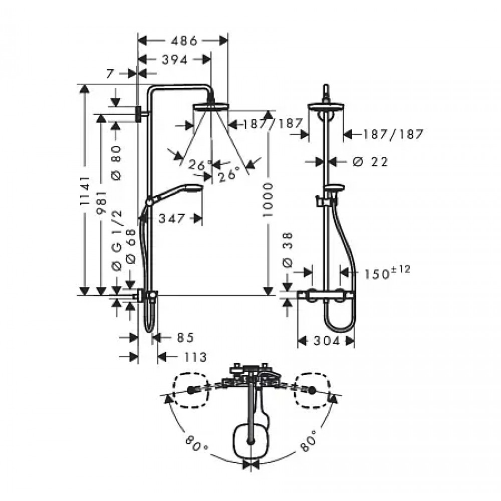 27256400 Croma Select E 180 2jet Showerpipe