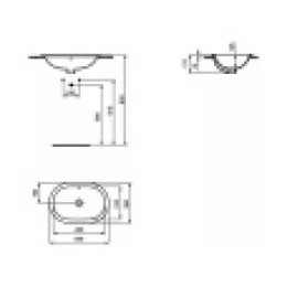 E504701 CONNECT Овальный встраиваемый умывальник 55X38 см, без отверстия под смеситель, с отверстием перелива, с монтажным шаблоном
