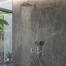 Верхний душ Bossini Apice 280 мм (ABS пластик), с настенным держателем 380 мм (латунь)