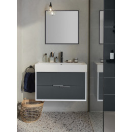 EB1667-J5-J54 VIVIENNE Тумба подвесная для раковины 80 см, к. белый блестящий, ф. серый матовый
