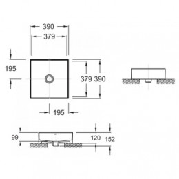 E90011-0 Delta Pure накладная раковина, тонкая керамика, 39*39