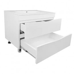 Комплект Тумба Santorini 80 (810*810*470) с раковиной Leon 7506-80 Белый Глянец