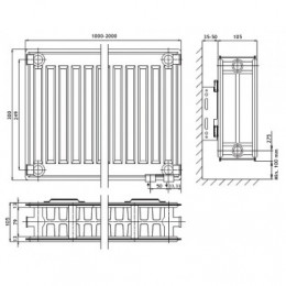 Радиатор стальной панельный 22 300*1800 C бок 1.2 AZARIO (32 шт в паллете)