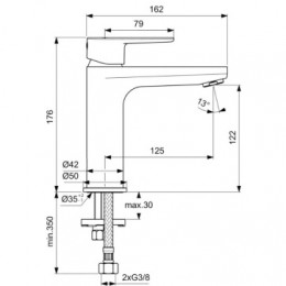 BC554XG CERAFINE O Однорукоятковый смеситель для умывальника без донного клапана, система облегченного монтажа EasyFix®