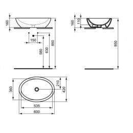 K078401 STRADA Умывальник-чаша овальный 60x42 см,