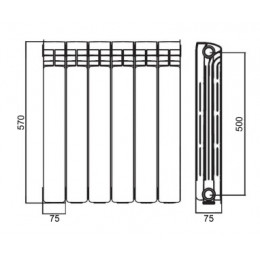 Радиатор алюминиевый AZARIO AL500/80 6 секций
