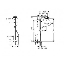 27264400 Душевая система с термостатом Crometta 160 1 jet