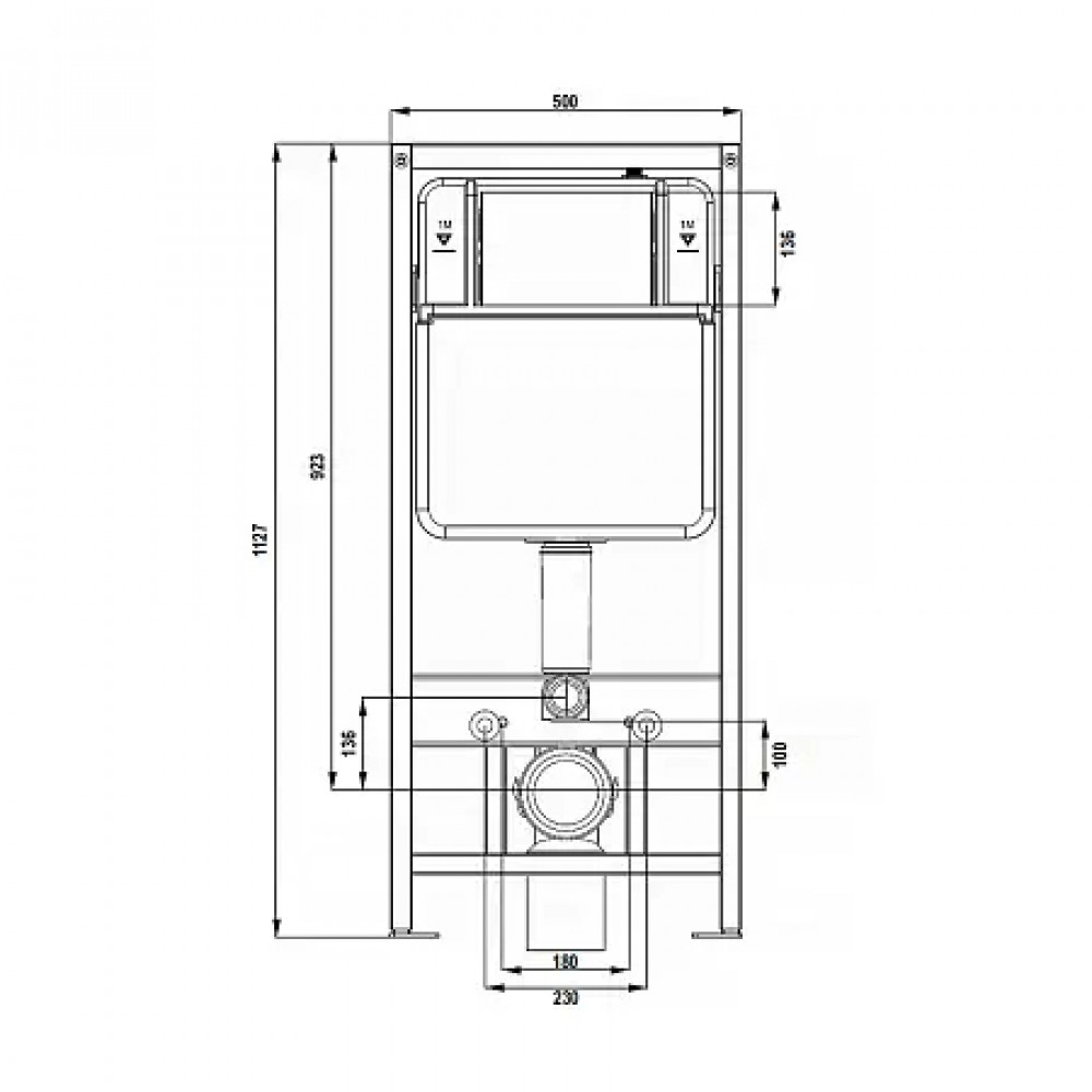 AZARIO NEW-TS 1 Инсталляция для подвесного унитаза 3/8л (без клавиши) Azario 500×110×1127мм