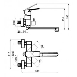 TREYA Смеситель для ванны с длинным изливом, хром